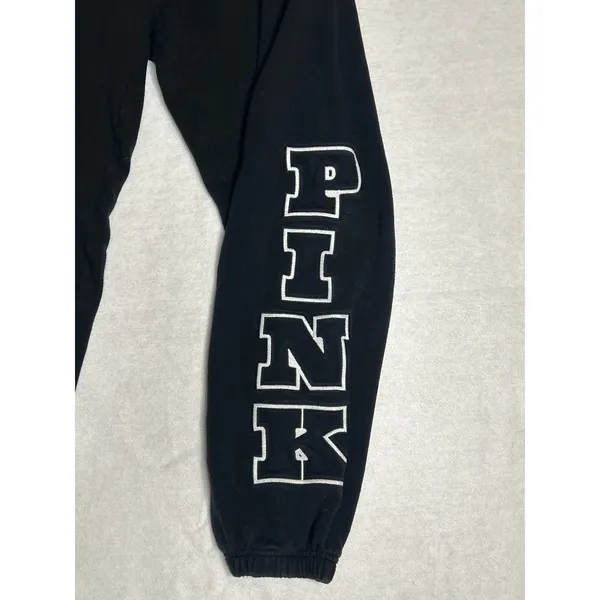 PINK Victoria's‎ Secret Embroidered Logo Sweatpants Black XS GUC - Image 2