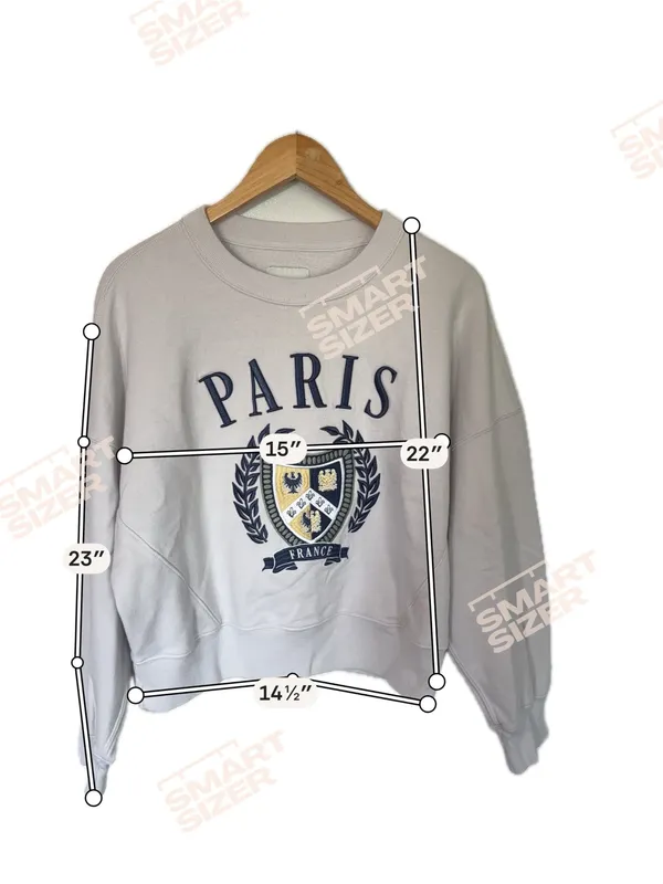 Abercrombie & Fitch Light Gray PARIS Crest Crewneck with Navy & Gold Shield - Image 2