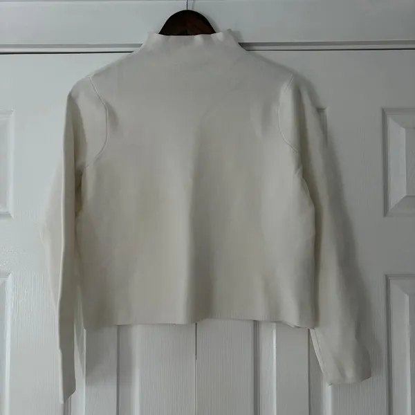 Mango MNG Womens Cream White Mock Neck Ribbed Knit‎ Long Sleeve Sweater XS - Image 5