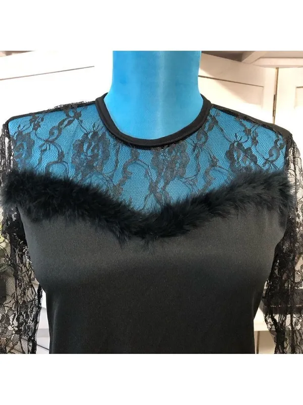 Vintage 90s Maxi Dress Black Lace whimsigoth dark fairy Ren fair Vamp Witchy M - Image 9