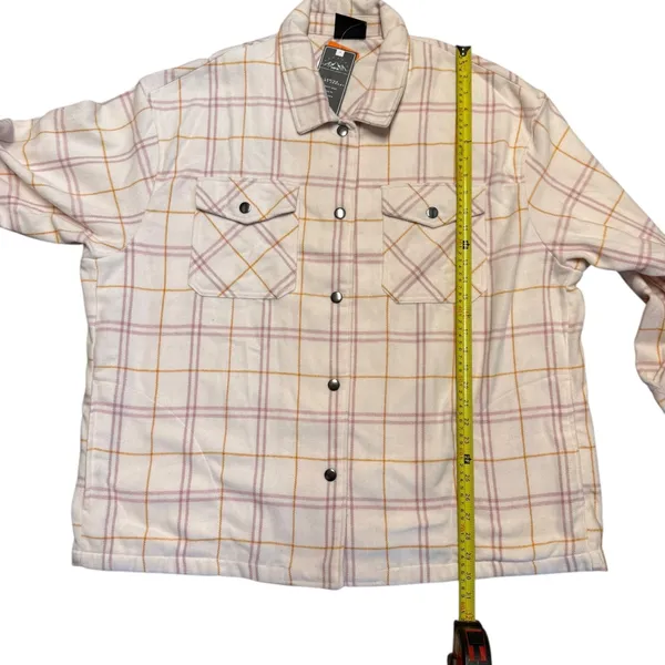 HFX Pink Plaid Flannel Shirt Jacket Shacket Size XXL - Image 3