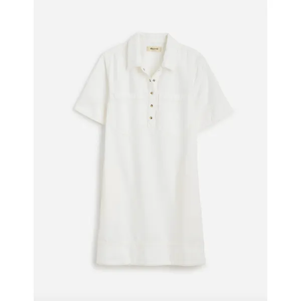 Madewell Denim Popover Dress Shift Pockets Casual Pure White Minimalist S NWT - Image 6