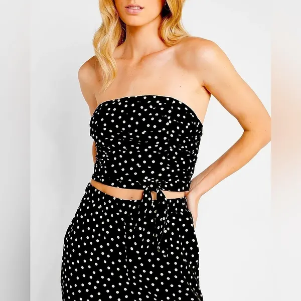 Express polka dot tube top with tie size XL NWOT - Image 2