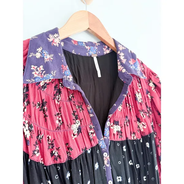 Free People | NWOT Nora Midi Dress Floral‎ Shirt Dress Boho Prairie | Sz S - Image 4