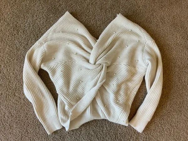 White Knotted Pullover Sweater - Image 2