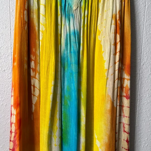 Vibrant Bold Colorful Tunic Dress Womens Large Boho Gauzy Travel Vacation Cruise - Image 9