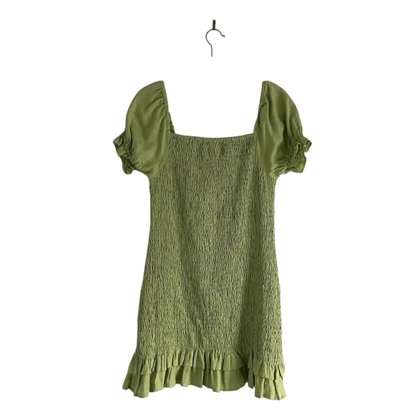 Faithfull The Brand Cette Linen Smocked Mini Dress lime Green Size 4 Coquette - Image 4