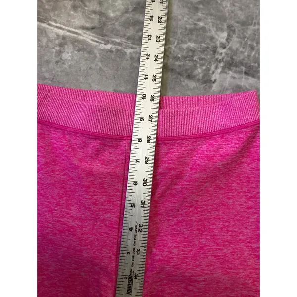 Alo Yoga Womens Neon Pink Heathered Cropped Capri Leggings Ribbed Waistband - Image 5