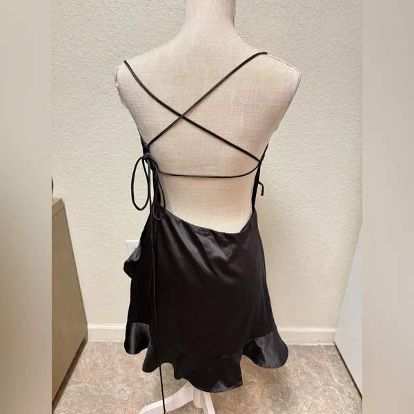 *flawed* PRINCESS POLLY Black Satin Dress - Image 4