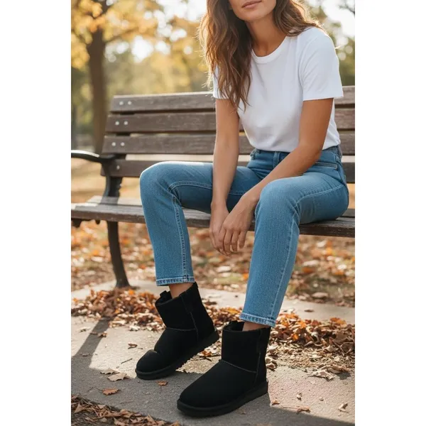 Ugg Ankle Boots Women's Black Classic‎ Unlined Mini Cozy Casual Size 6 - Image 2