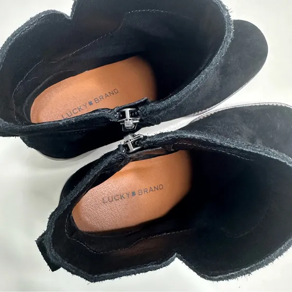 Lucky Brand Sifon Black Suede Block Heel Ankle Boot Size 8 - Image 5