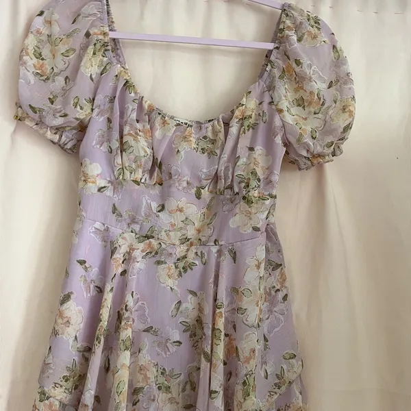 Floral Puff Sleeve Jumpsuit Purple Size M - Image 6
