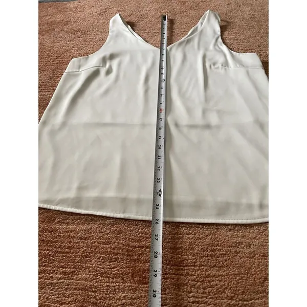 Ekouaer Ivory Satin Tank Top M Sleeveless V Neck Lined Camisole Blouse Elegant - Image 4