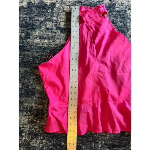 Ann Taylor Pink Peplum Top Criss Cross Halter Sleeveless Size Medium Preppy NEW - Image 7