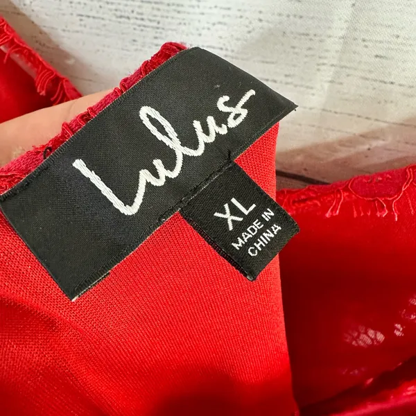Lulus Womens size XL Royal Treatment Red Lace Midi Skater Dress - Image 9
