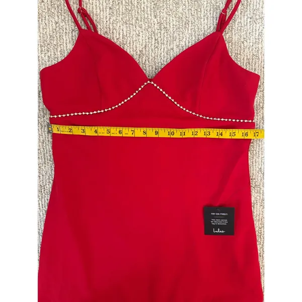 Lulus Red Mini Dress Y2K Glam rhinestones size XL Homecoming Date Party 90s - Image 6