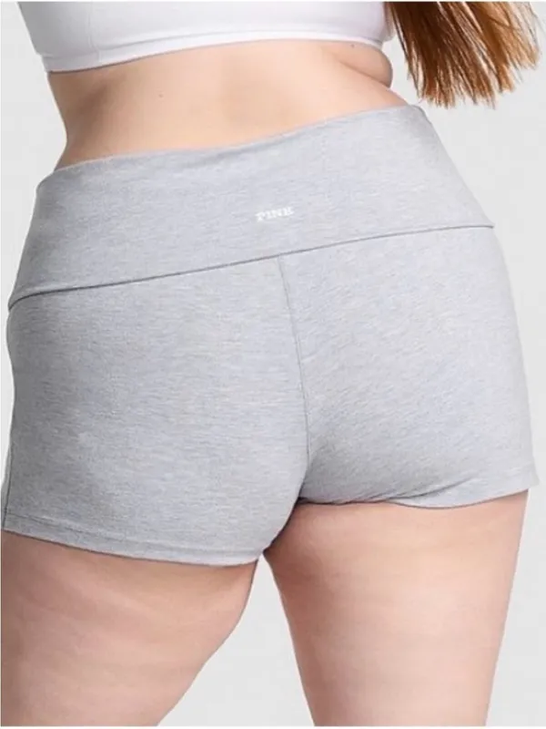 Victoria’s Secret PINK All-Day Cotton Foldover 3” Bike Shorts Heather Grey XL - Image 6
