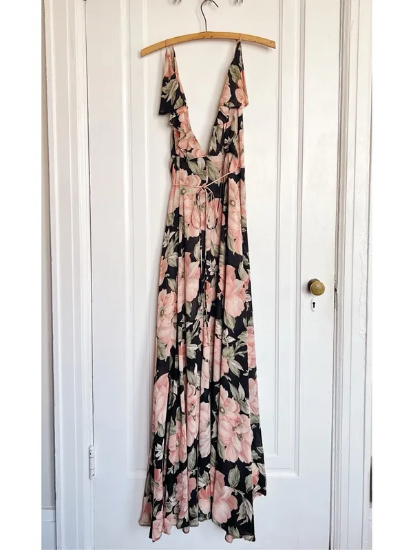 Reformation • Arianna Dress maxi wrap gown De Marie dark floral - Image 12