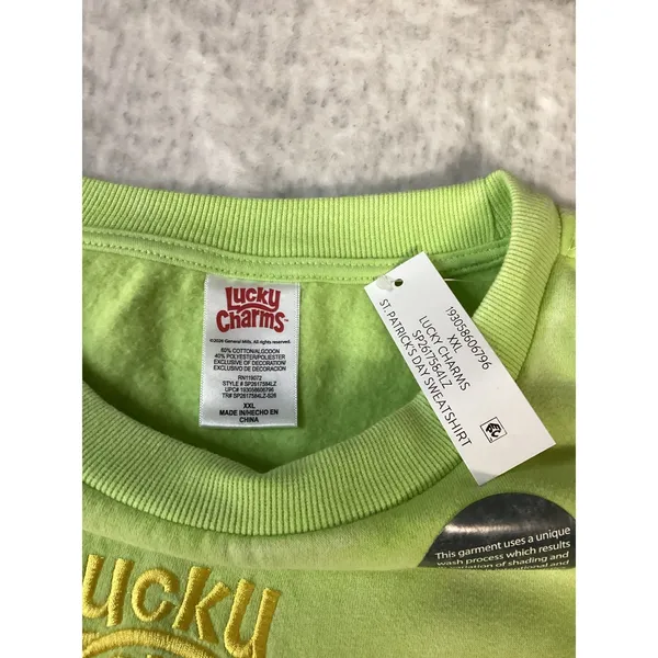 Lucky Charms St‎ Patricks Day Sweatshirt XXL Lime Green Magically Delicious NWT - Image 4