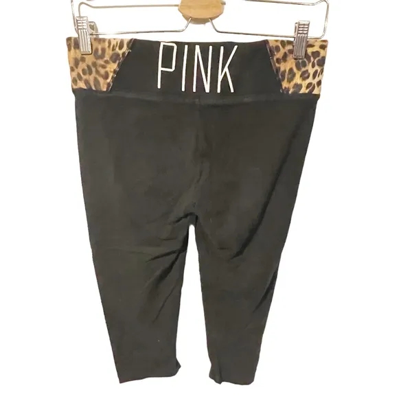 Victorias Secret Pink Yoga Small Black Leopard Pull‎ on Capri Legging - Image 3