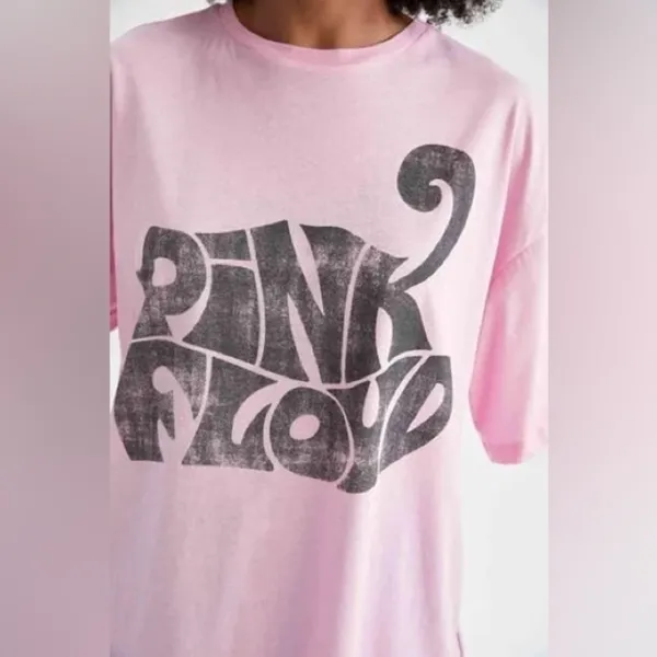 Pink Floyd band tee short sleeve oversized H&M pink graphic tshirt top UO - Image 2