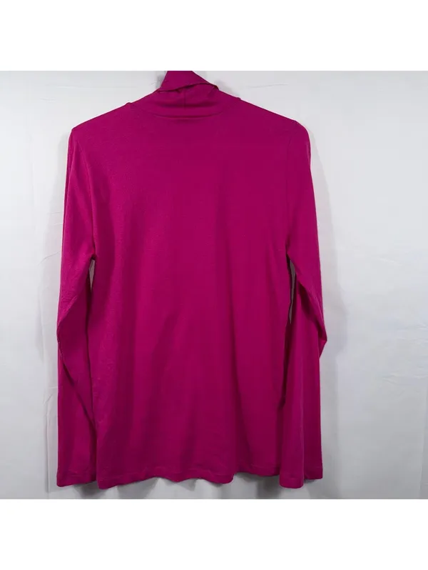 J.Crew Women’s Pink Turtleneck Top Medium Long Sleeve Lightweight Cotton Basic - Image 7