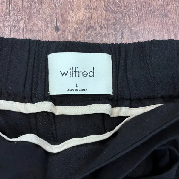 Aritzia Wilfred Sz Large The Faun Ankle Pant High-Waisted Wide-Leg Black Pants - Image 4