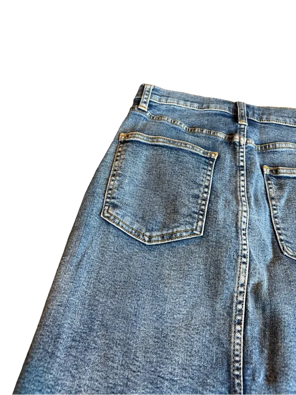 Wilfred Free Aritzia Denim Skirt Tanit Medium Wash Raw Hem Casual Size 6 NWT - Image 9