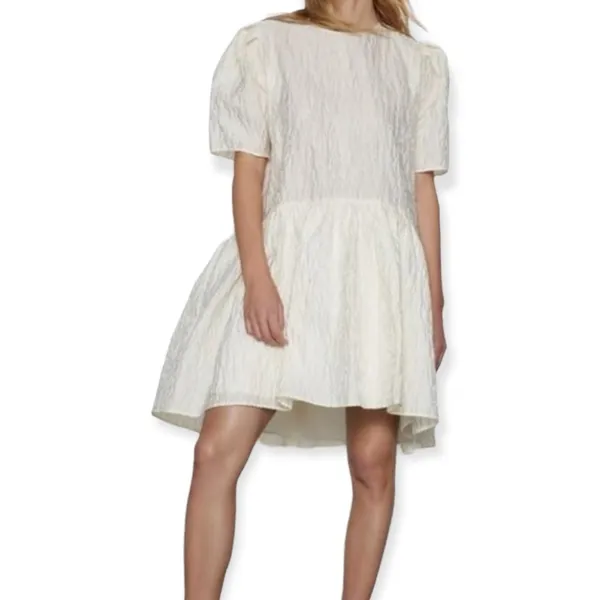 ZARA Voluminous Flounce Mini Dress Ivory NEW Size L - Image 2
