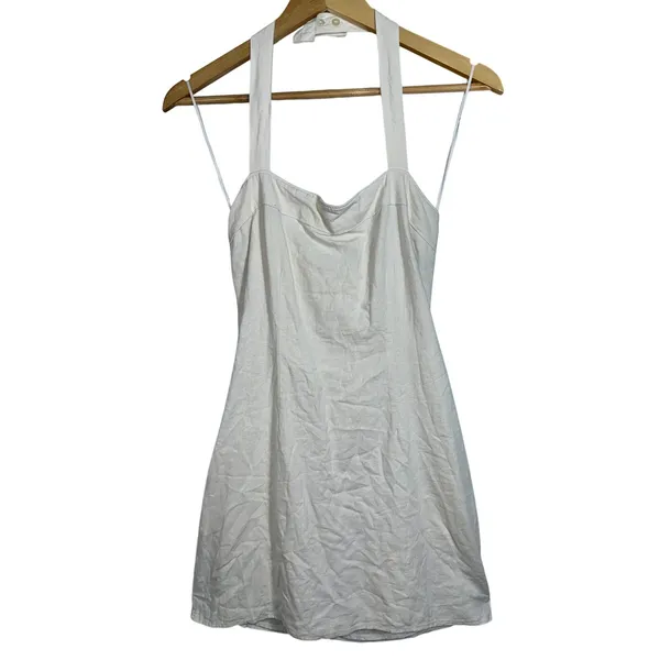 Abercrombie & Fitch White Linen Square Neck Sleeveless Halter Mini Dress Size S - Image 2