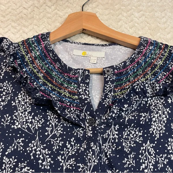 Boden Womens Navy Smocked Detail Jersey Tie Waist Cottagecore Dress Size 8R‎ - Image 12