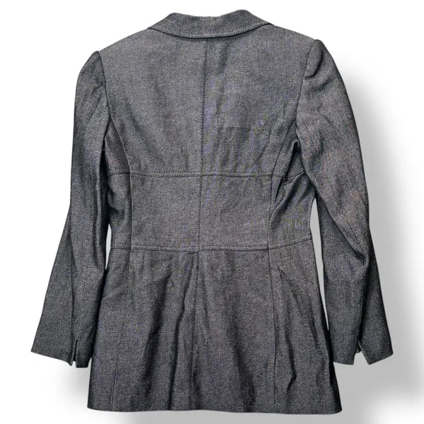 Express Women Tailored 3/4 Button Blazer Jacket Gray Stretch Lined Office Chic - Image 3