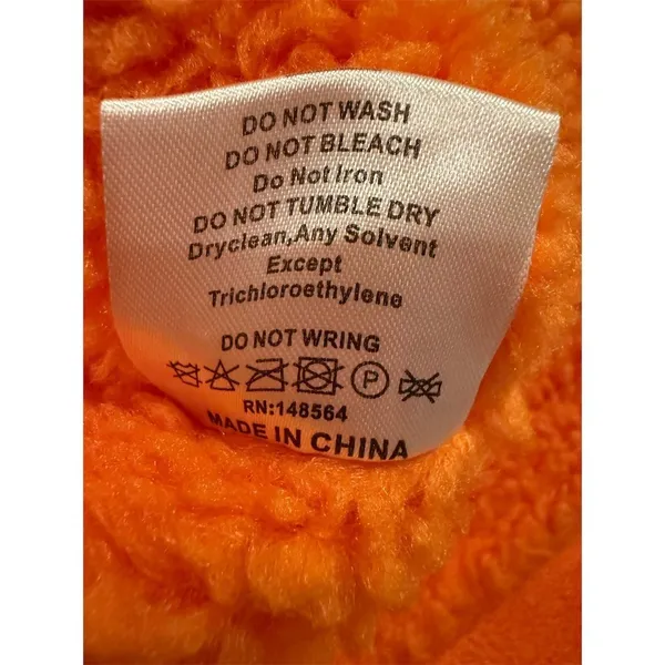Azalea Wang Coat Womens Size S Orange Sherpa Lined Long Double Breasted - Image 9