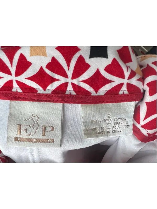 EP Pro Red And White Geometric Print Stretchy Athletic Golf Skort - Image 6