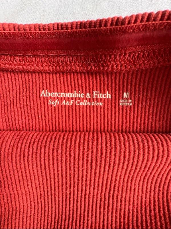 Abercrombie Soft A&F Ribbed Bodysuit Rust Copper M coral - Image 3