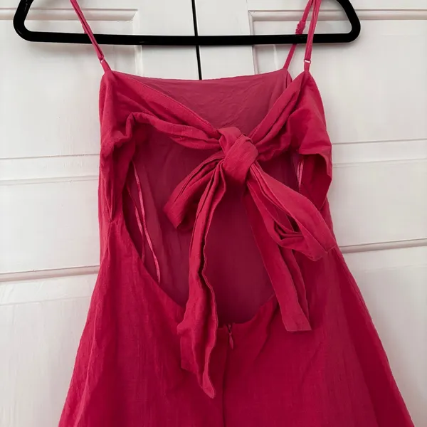 Showpo Pink Tie Back Spaghetti Strap Mini Dress Size 4 Cotton‎ Open Back Summer - Image 6