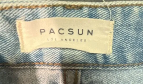 Pacsun Mom Shorts Womens 28 Blue Light Wash Denim Cotton Hi-Rise Zip Fly Button - Image 3