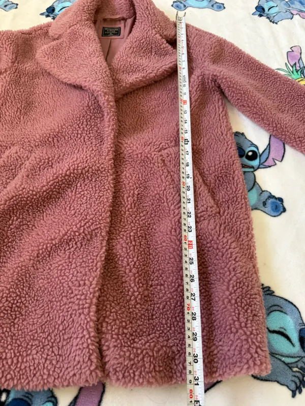 Abercrombie & Fitch Pink Teddy Sherpa Coat Xs Faux Fur Quiet Luxury Winter - Image 11
