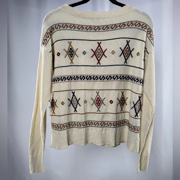 Madewell Embroidered Reseda Pullover Sweater in Cream Multi Size‎ Small - Image 4