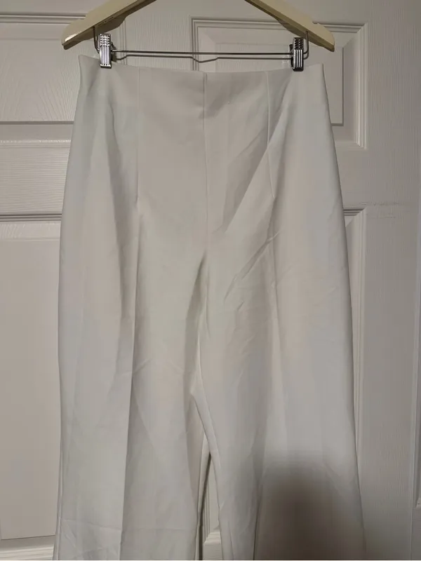 Zara White Ultra High Rise Wide Leg Legged Trousers Pants Luxury Tall - Image 3