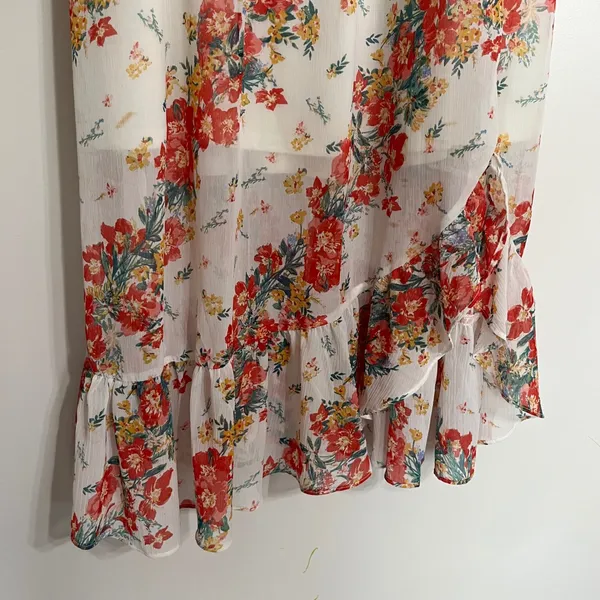 Maurices Floral Smocked Midi Dress Red‎ White Ruffle Strap Plus Size 1X - Image 2
