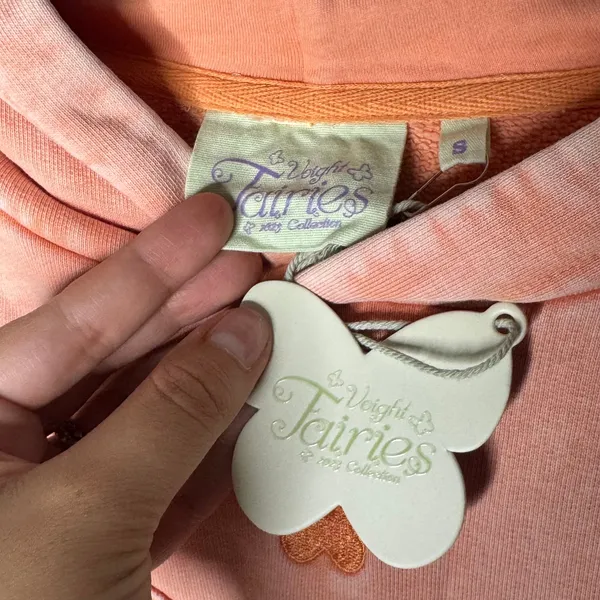 Voight By Valentina Peach Butterfly Oversized Hoodie Soft Girl Y2K NWT Small - Image 9