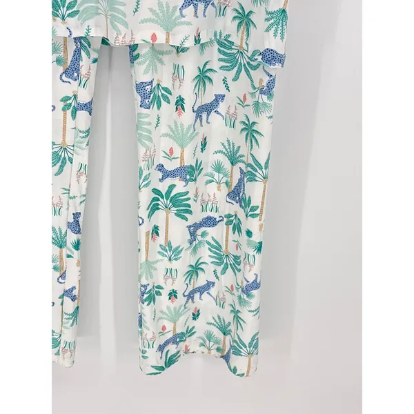 Crown & Ivy Pajama Set Top 2X‎ Pants 4X White Blue Leopard Palm Tree Print NWT - Image 9