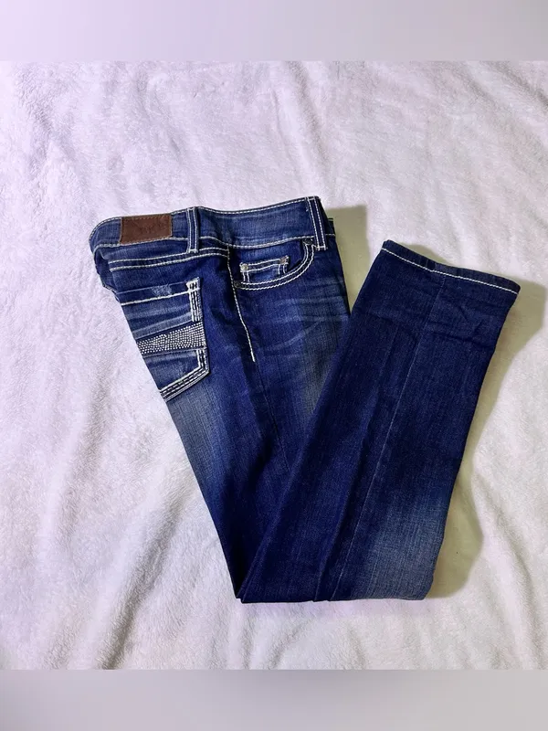BKE Women's Skinny Jeans in Dark Blue with Contrast Stitching - Image 6