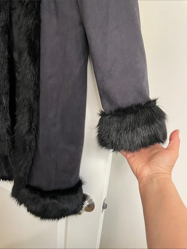 Vintage INC International Concepts Suede Penny Lane Fur Y2K Coat Large - Image 9