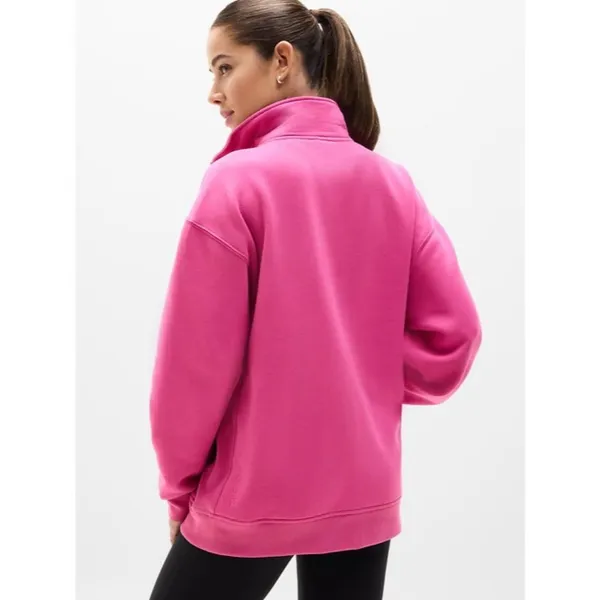 New Athleta S Forever Fleece 1/4 Zip Sweatshirt Jewel Pink Small - Image 3