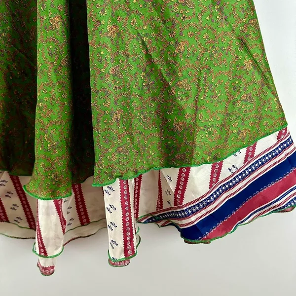 Reversible Maxi Wrap Skirt BINS315 Green - Image 3