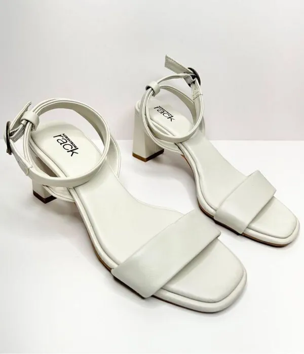 Nordstrom Rack Sandals Womens Size 5.5 Bone‎ Strappy Faux Leather - Image 3