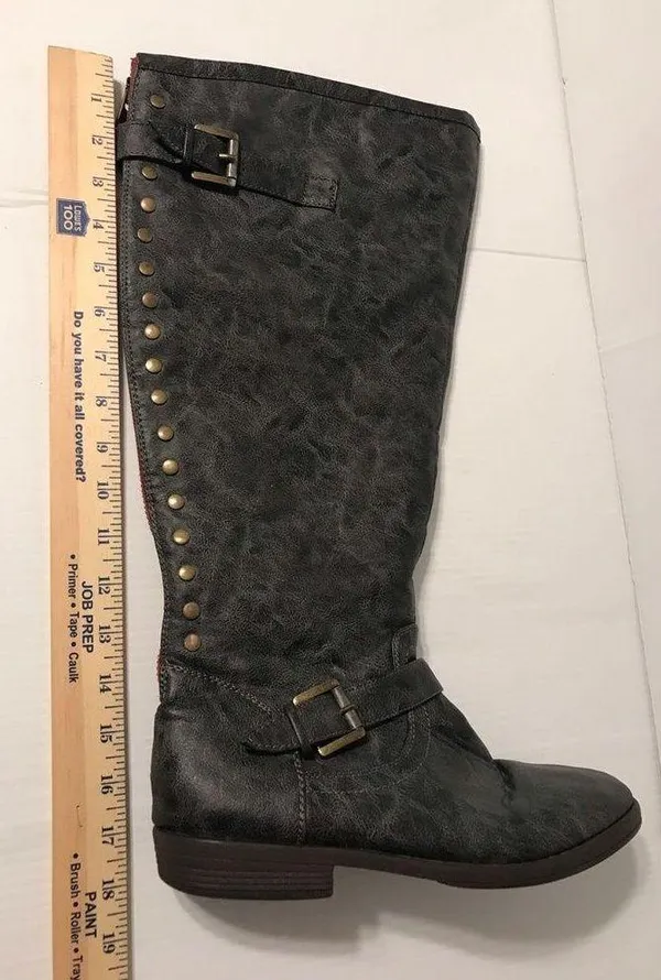 Journee Collection gray red tall boots women size 10 - Image 10