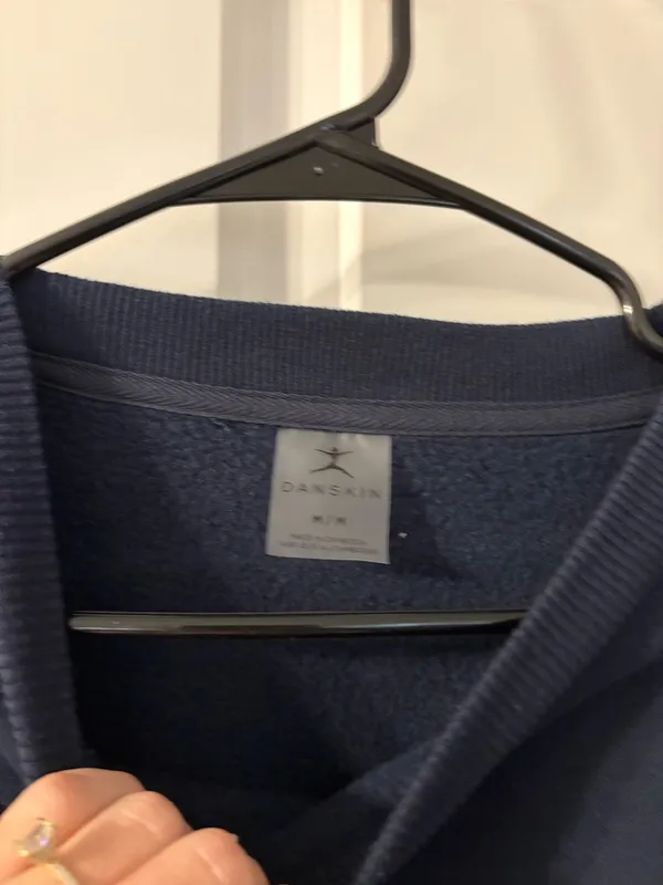 Danskin Navy Sweatshirt with White Sleeve Stripes - Image 3
